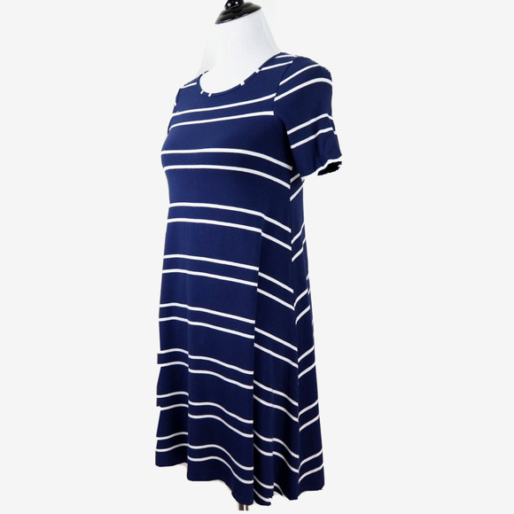ASOS US 4 T Shirt Dress Short Sleeve Jersey Knit Blue White Stripe - Picture 1 of 8